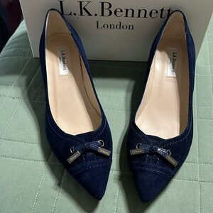 LK Bennett Navy Suede Kitten Heels